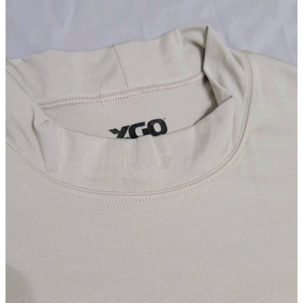 XGO Shirt Mens Large Beige Crew Neck Acclimate Dry Base Layer Made USA 1446 - Picture 6 of 8